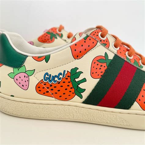 gucci ace strawberry sneakers|Gucci slides women strawberry.